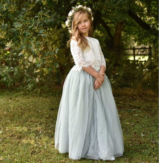 UK Flower Girl Boutique UK Flower Girl Boutique Women's Felicity Couture Flower Girl Set - Pistachio Green in Light Green - 2