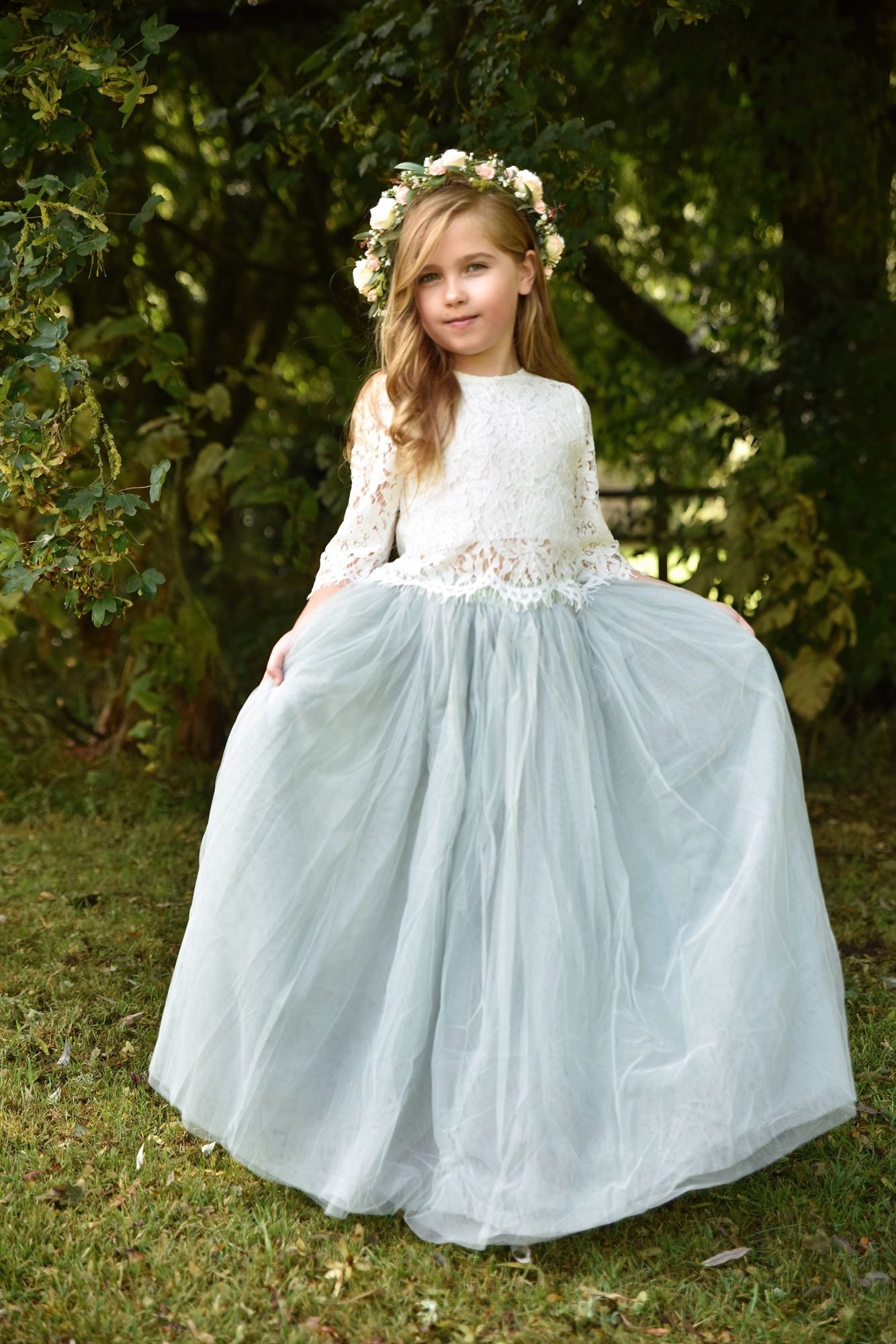 UK Flower Girl Boutique UK Flower Girl Boutique Women's Felicity Couture Flower Girl Set - Pistachio Green in Light Green - 4
