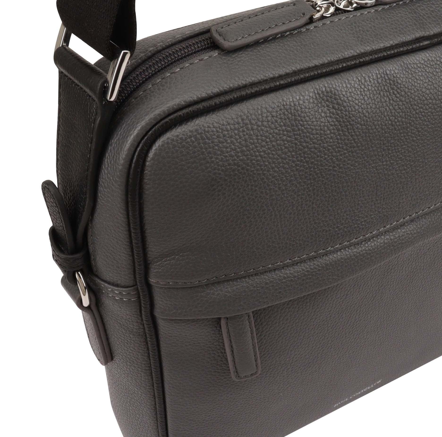 Paul Costelloe Paul Costelloe Men's Ronny Leather Manbag in Grey - 4