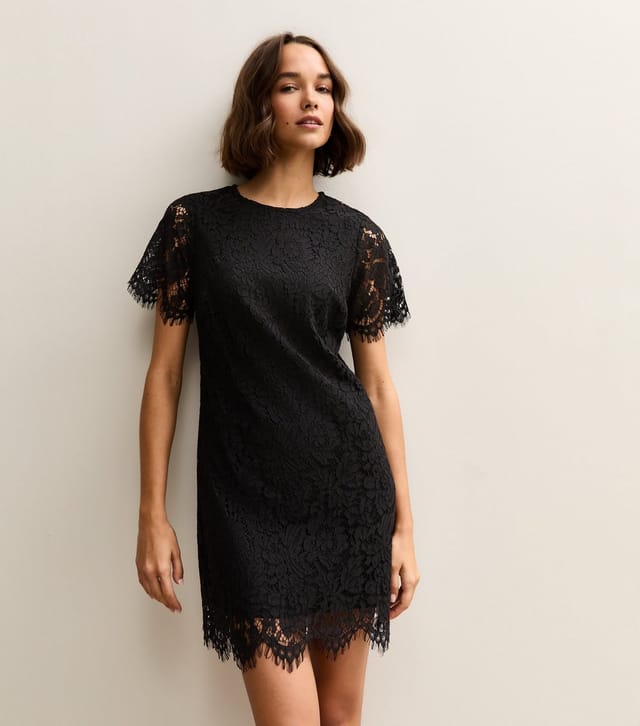 New Look Women's Black Lace T Shirt Mini Dress New Look - 3
