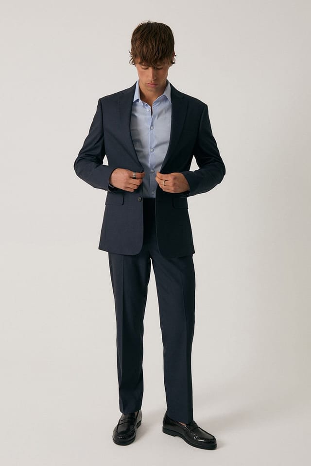 Threadbare Threadbare Men's Tailored Fit Suit Trousers in Navy - 3
