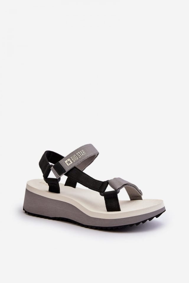 Love Lace Love Lace Women's Big Star Platform Velcro Foam Sandals for Summer Comfort in Grey - 2