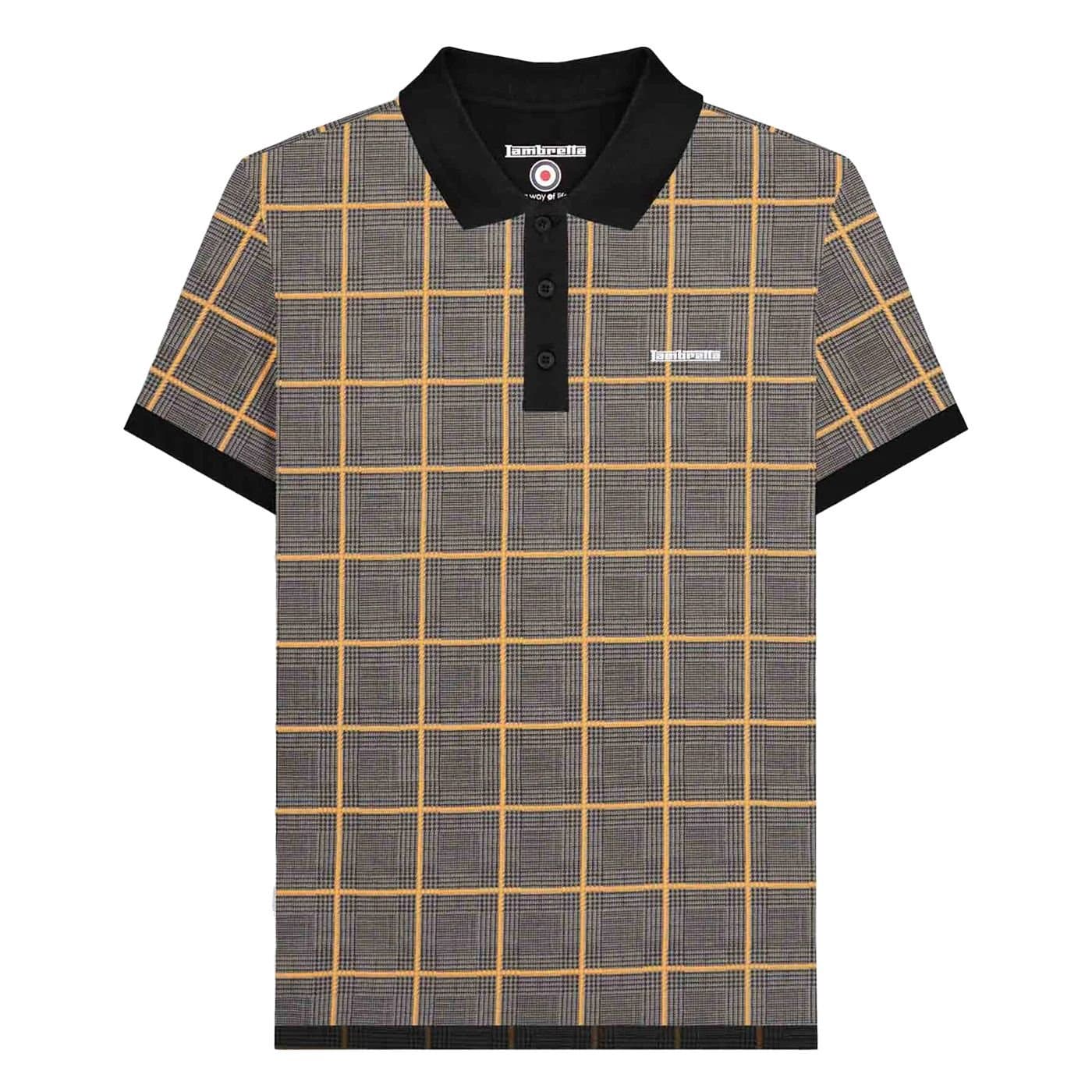 Lambretta Lambretta Men's Prince Of Wales Check Polo Shirt in Dark Grey