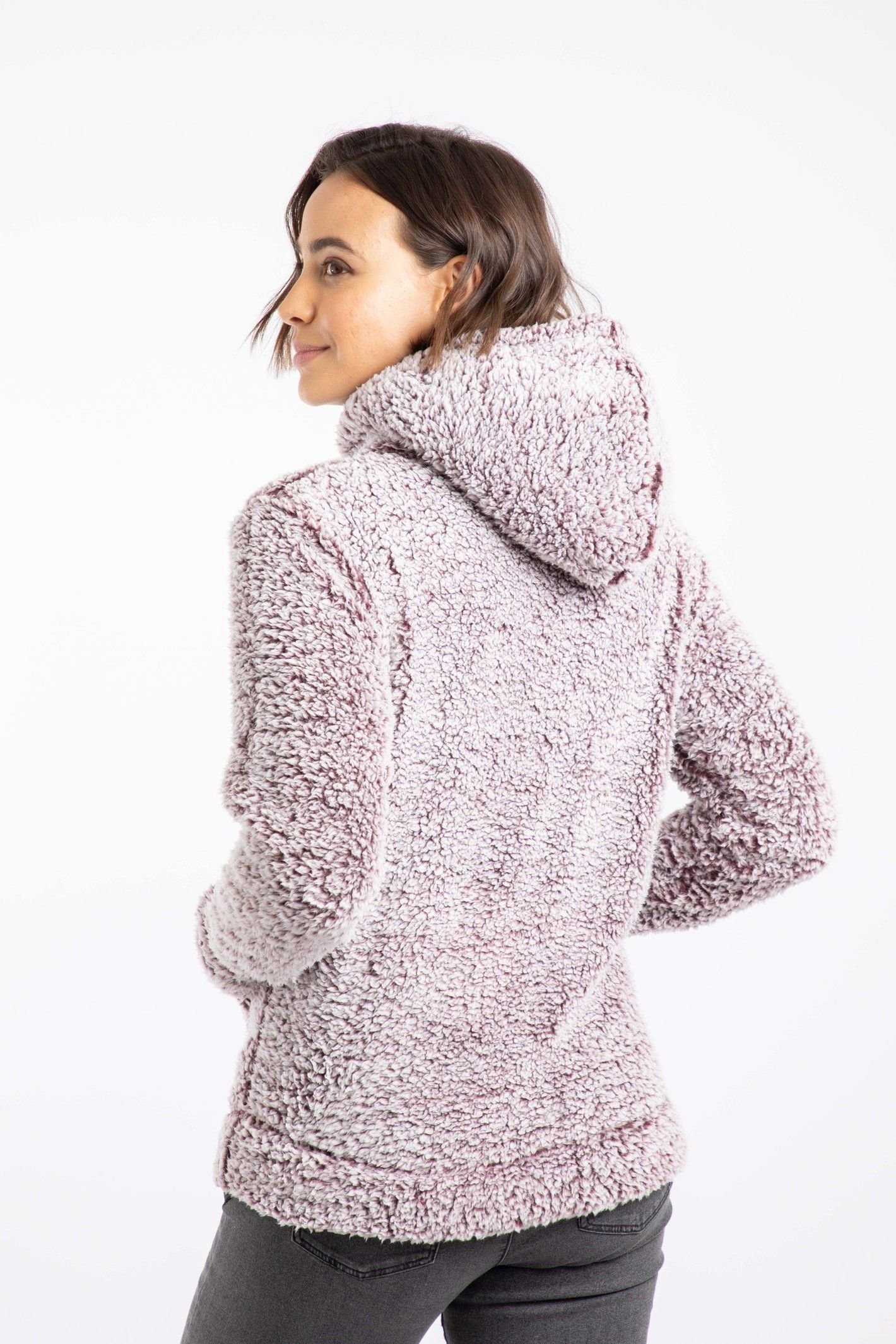 Weird Fish Weird Fish Women's Yara Cosy Fleece Hoodie in Aubergine - 3