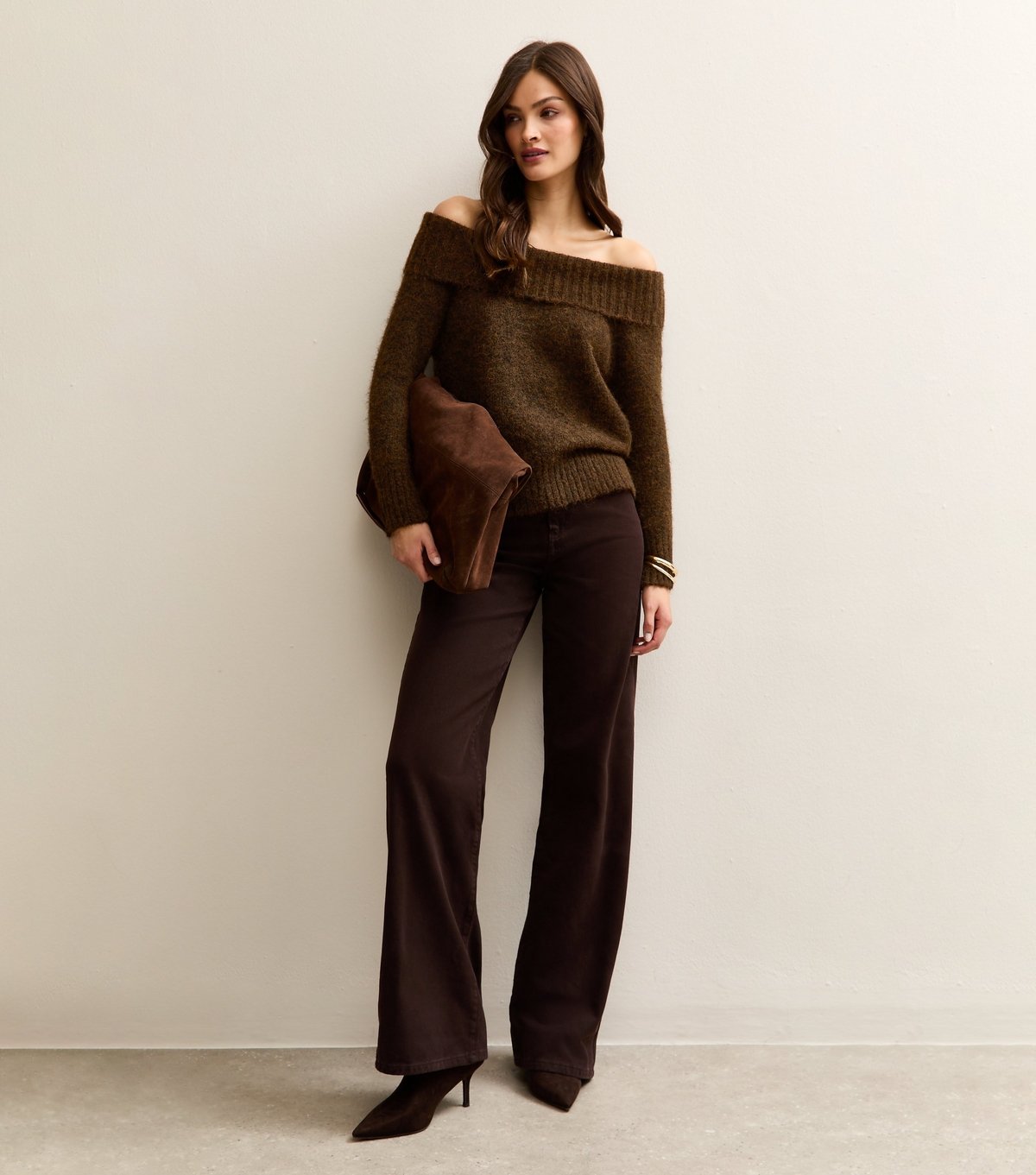 New Look Women's Tall Dark Brown Bardot Knit Jumper New Look - 3