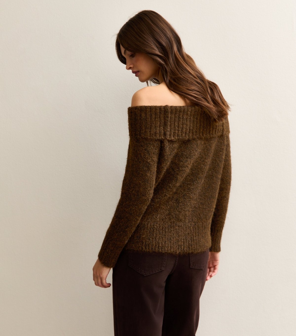 New Look Women's Tall Dark Brown Bardot Knit Jumper New Look - 4