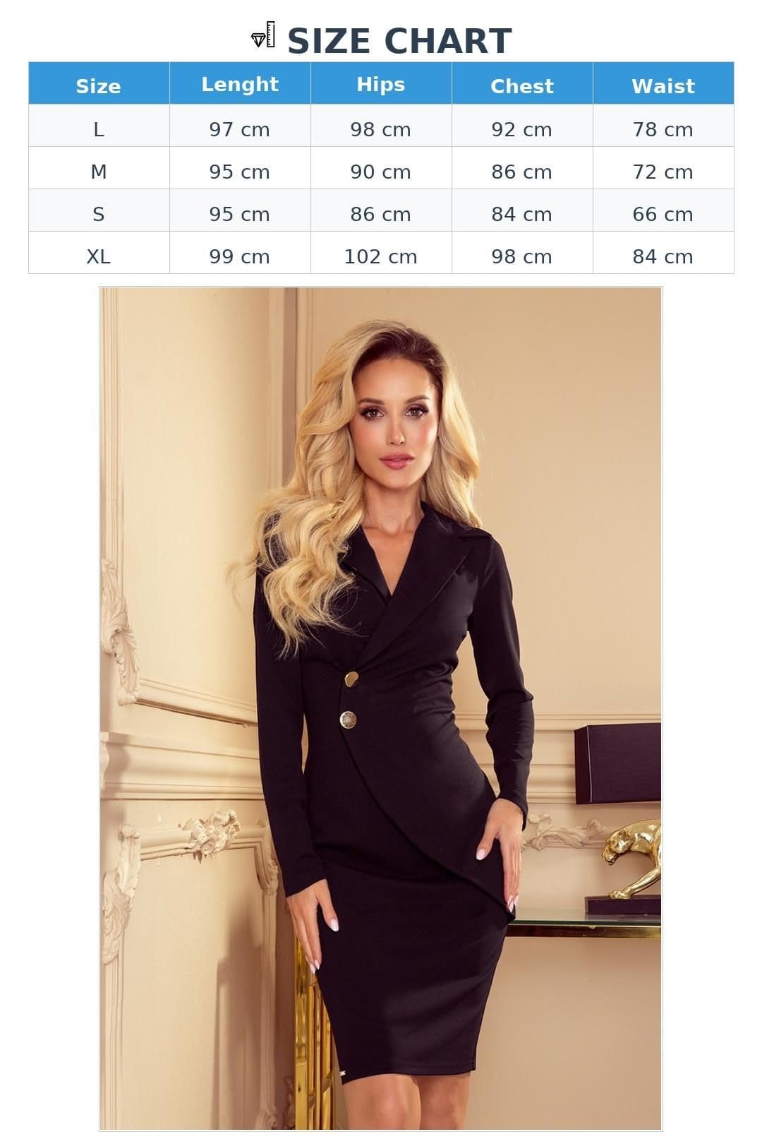 Love Lace Love Lace Women's Overlapping Button Collar Dress in Black - 4