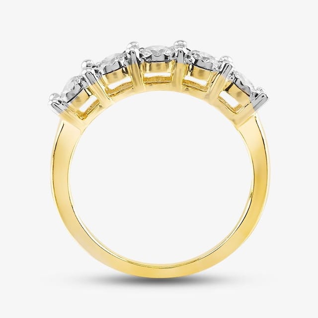 T.H.Baker T.H.Baker Women's 9ct Yellow Gold 0.50ct Diamond Five Stone Ring - 3