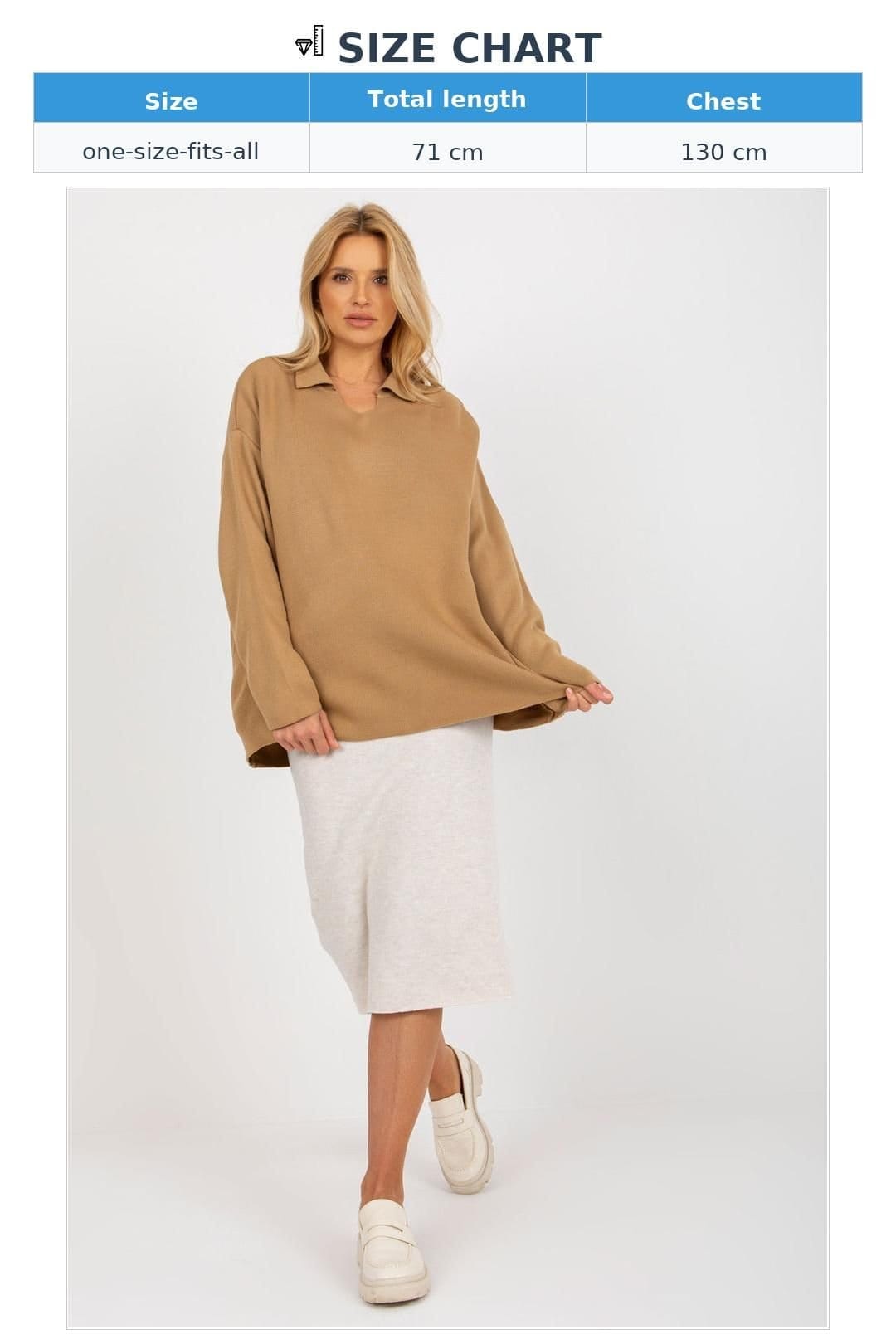 Love Lace Love Lace Women's Heart Neck Loose Fit Long Sleeve Sweater in Camel - 4