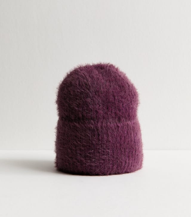 New Look Burgundy Fluffy Knit Beanie New Look - 2