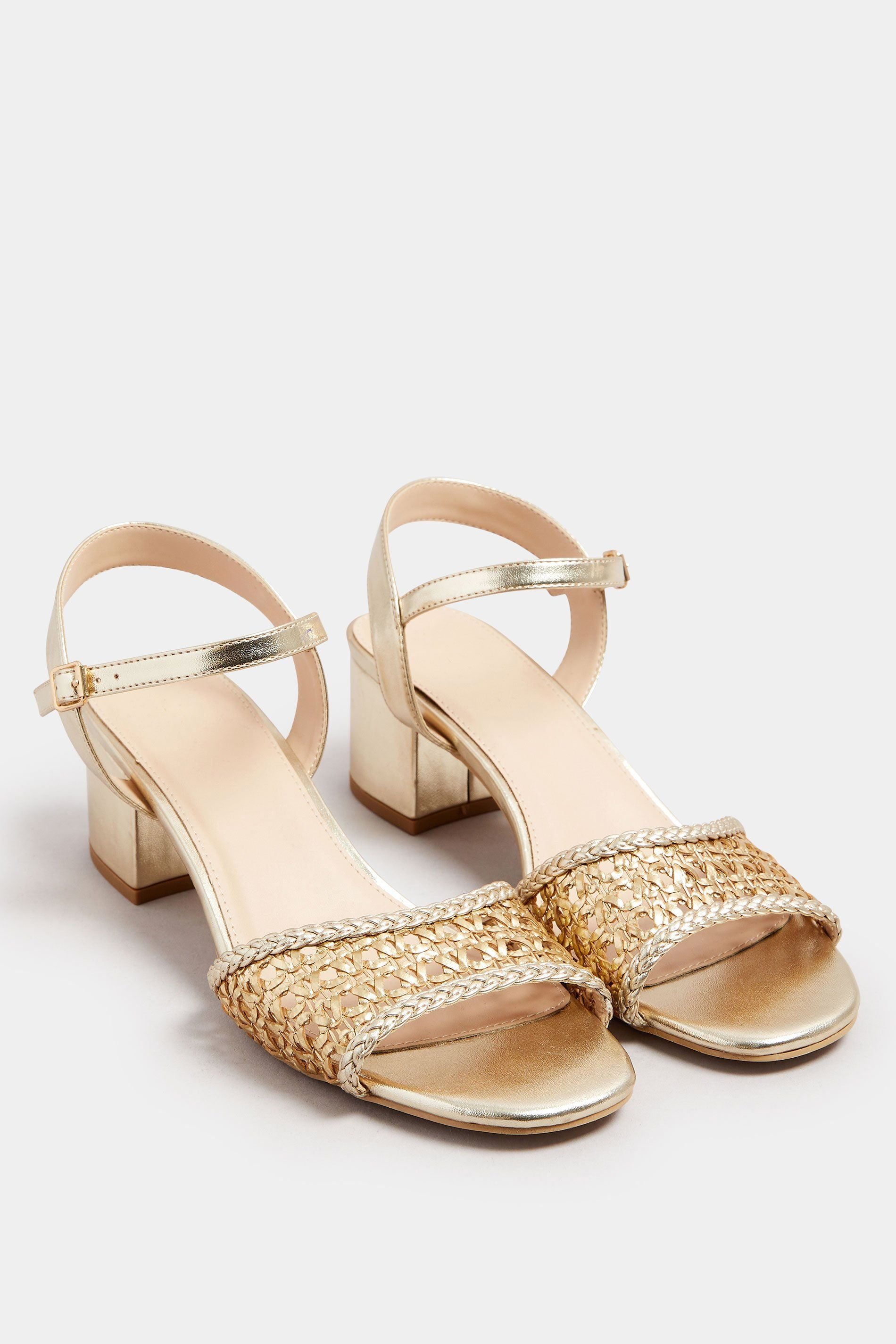 Long Tall Sally Long Tall Sally Women's Woven Strap Block Heels in Gold - 2