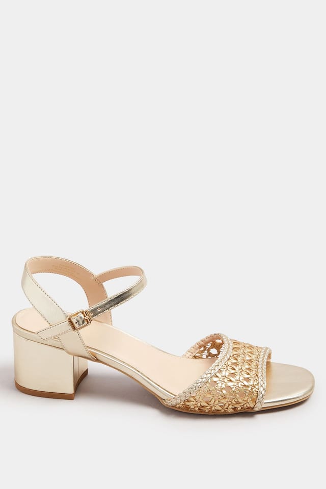Long Tall Sally Long Tall Sally Women's Woven Strap Block Heels in Gold - 3
