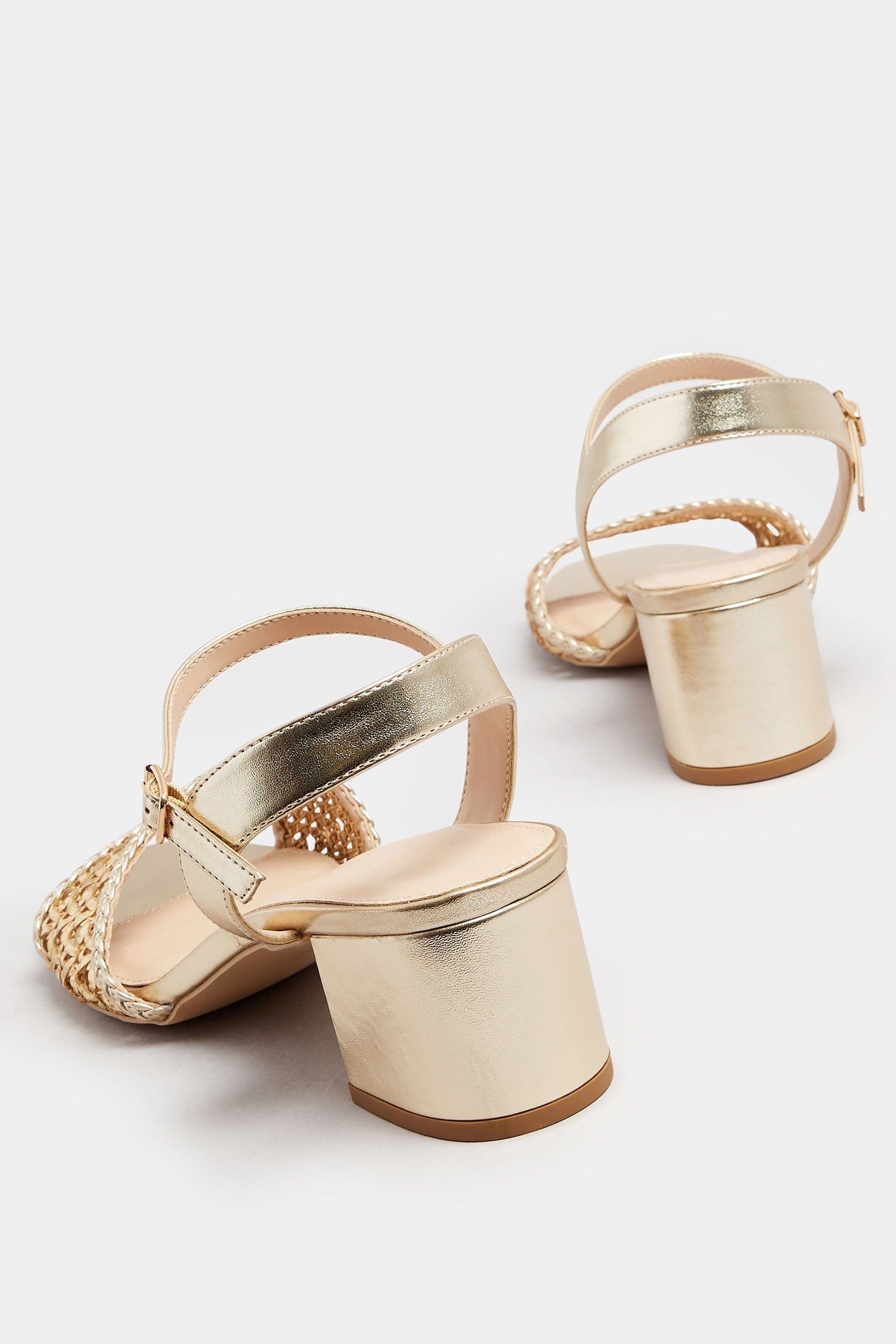 Long Tall Sally Long Tall Sally Women's Woven Strap Block Heels in Gold - 4