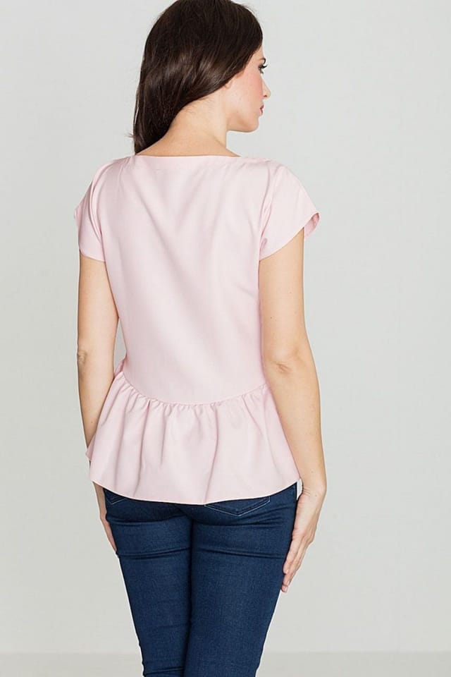 Love Lace Love Lace Women's Cross Stripe V Neck Blouse in Pink - 2