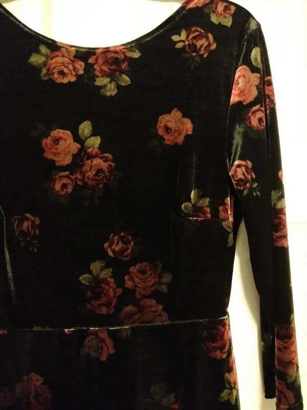 New Look Black Velvet Floral Skater Dress