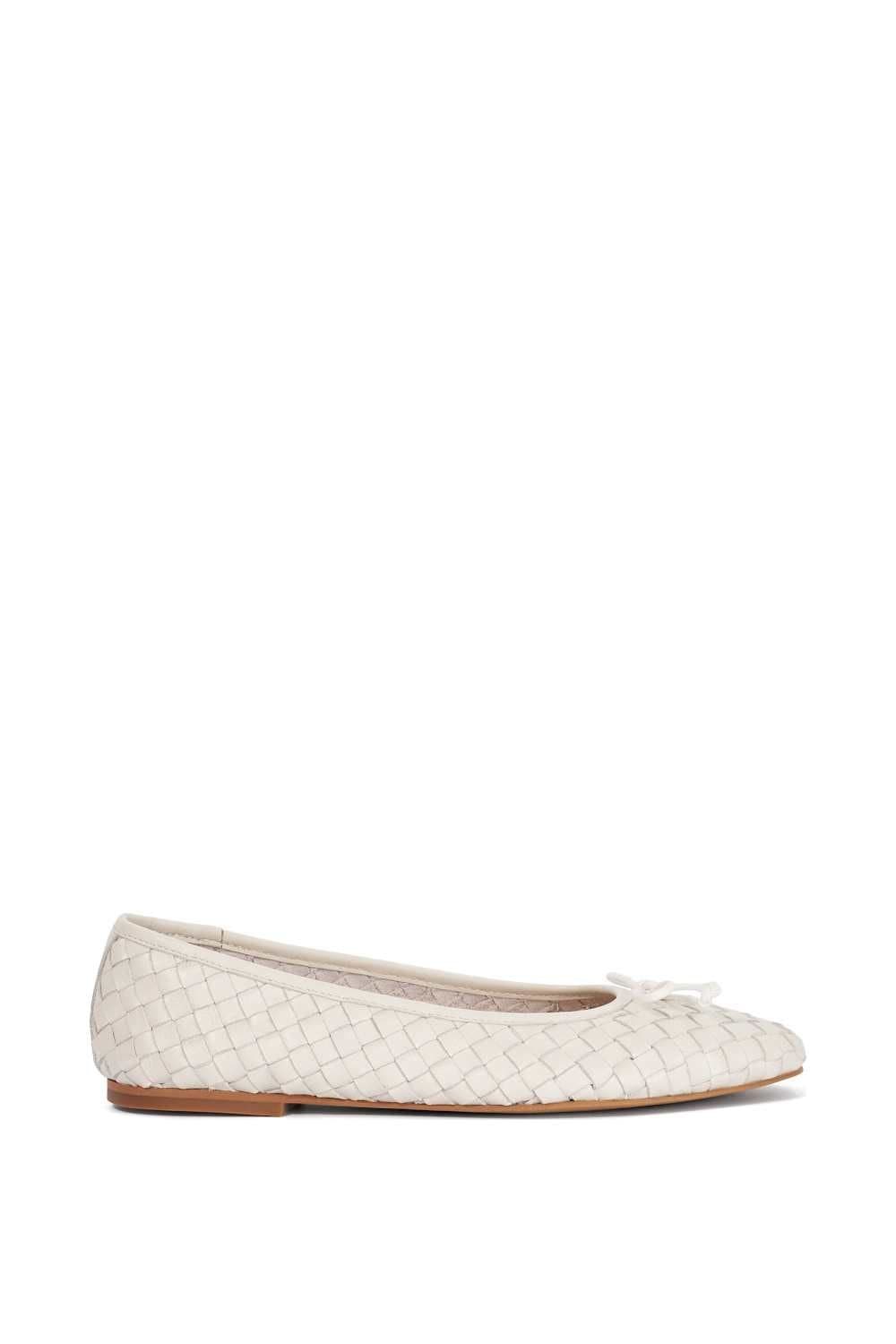 Dune London Dune London Women's Wide Fit 'Heat' Leather Ballet Pumps in White
