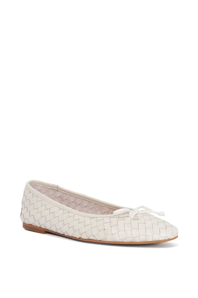Dune London Dune London Women's Wide Fit 'Heat' Leather Ballet Pumps in White - 2