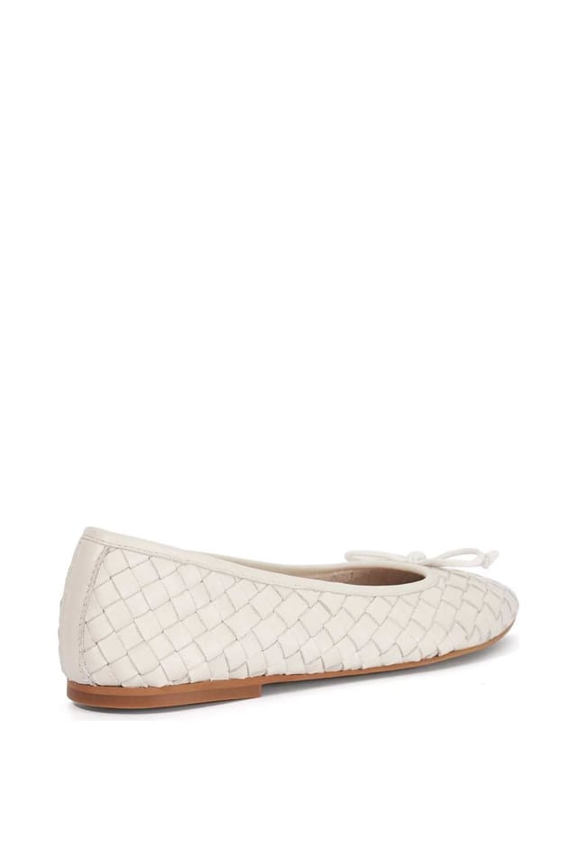 Dune London Dune London Women's Wide Fit 'Heat' Leather Ballet Pumps in White - 3