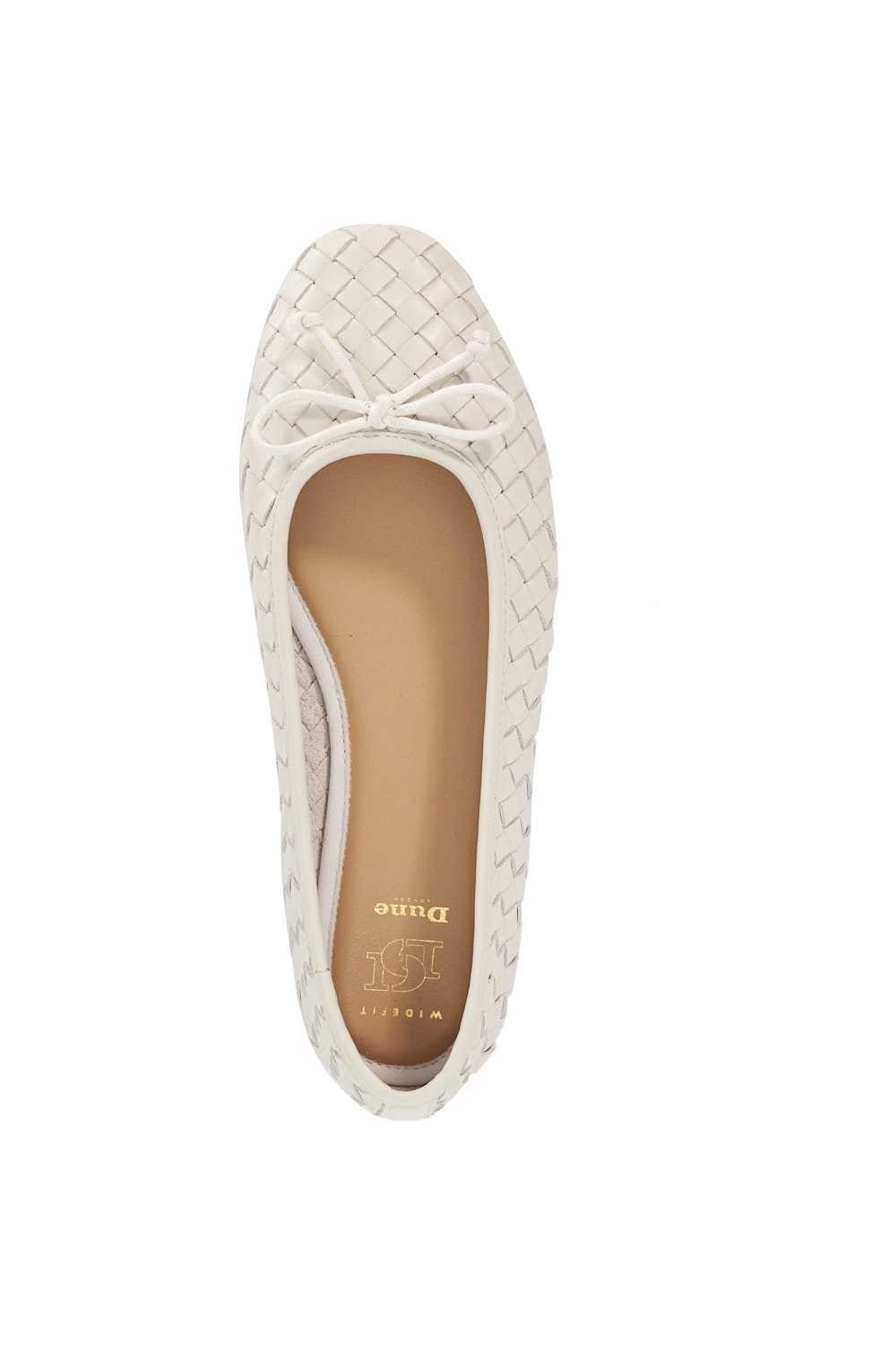 Dune London Dune London Women's Wide Fit 'Heat' Leather Ballet Pumps in White - 4