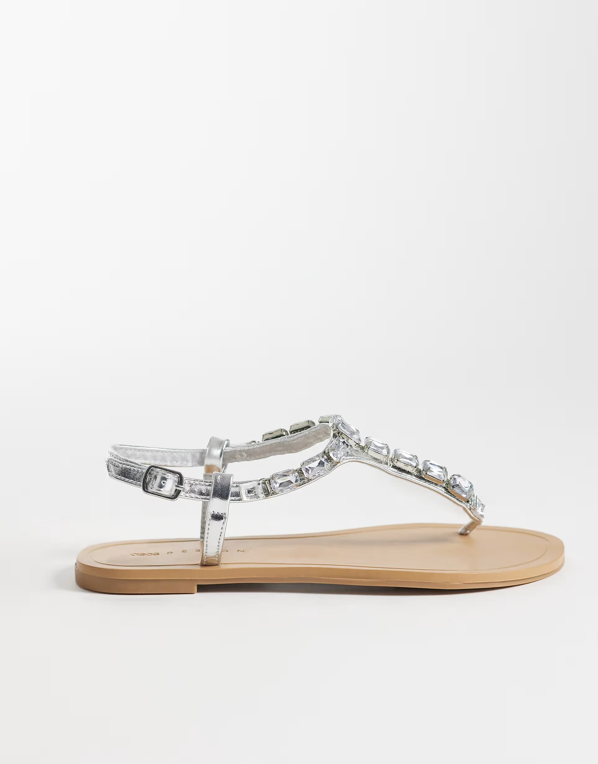 ASOS ASOS DESIGN Fairywings embellished flat sandal in silver