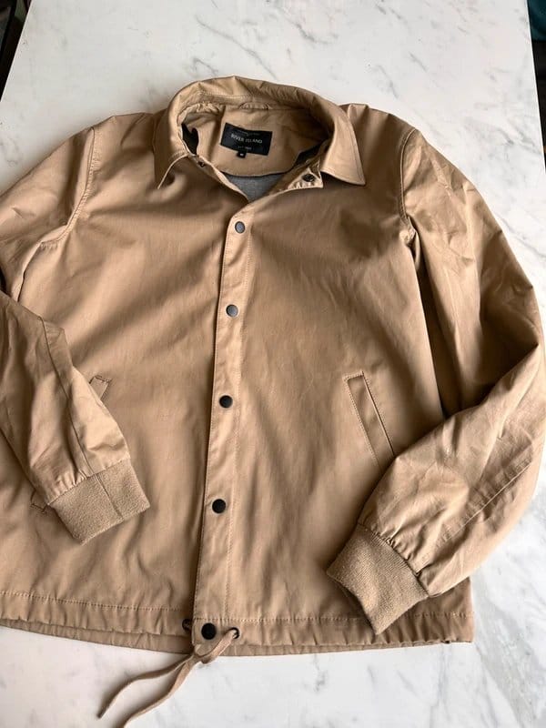 River Island River Island Men's Coach Jacket Size Medium Beige Cotton lightweight - 1