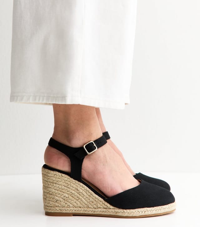 New Look Women's Black Espadrille Wedges Vegan New Look - 2