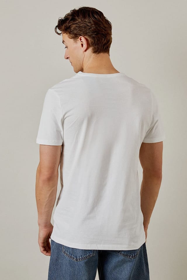 Burton Burton Men's White Plain V Neck T-Shirt - 3