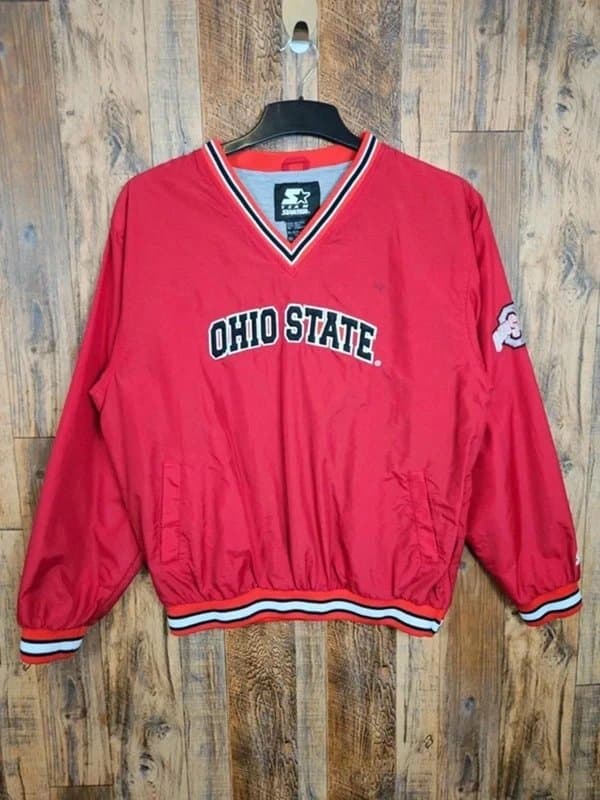 Starter Starter Ohio State Buckeyes Windbreaker Jacket - Red - Vintage NCAA Streetwear