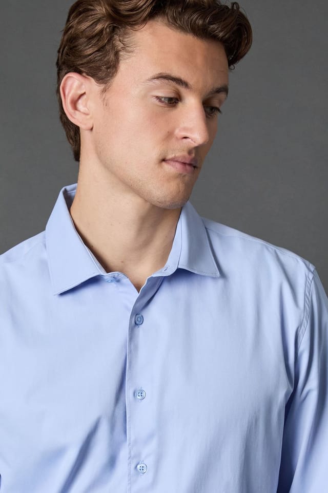 Burton Burton Men's Blue Regular Fit Easy Iron Shirt - 2