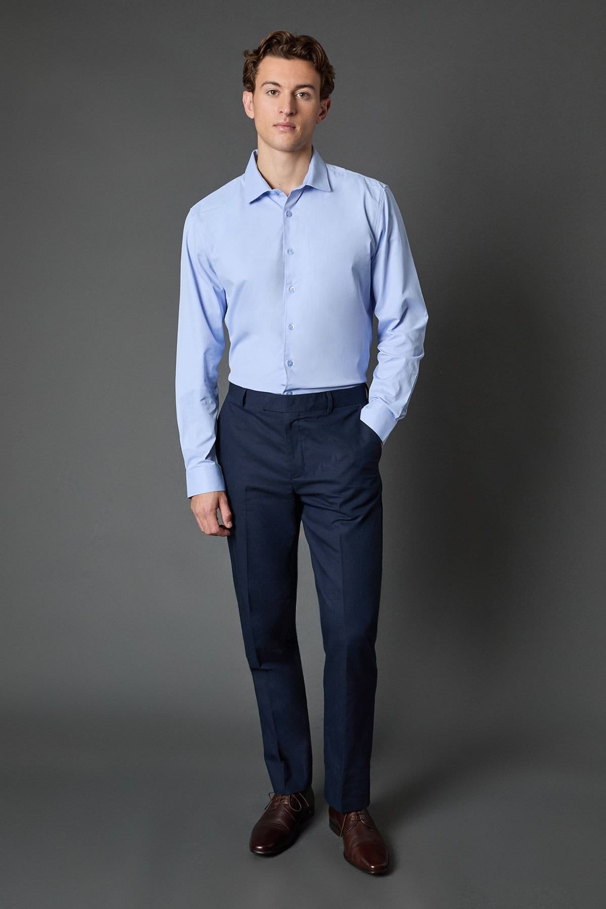 Burton Burton Men's Blue Regular Fit Easy Iron Shirt - 4