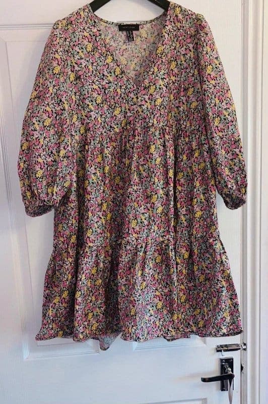 New Look New look plunge ditsy floral smock festival party holiday statement dress 8-10 same day post