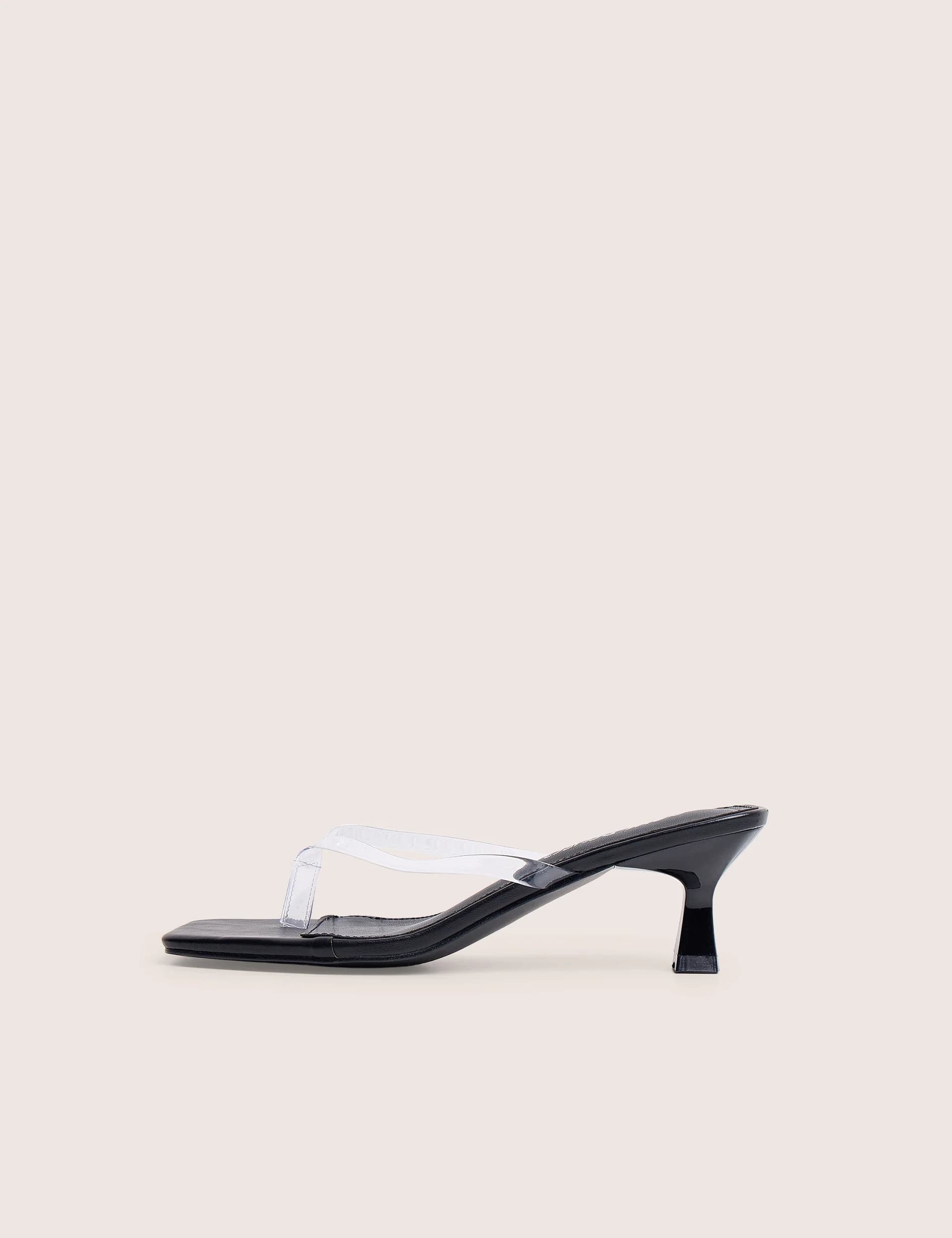 Public Desire Everlast Black Perspex Thong Flip Flop Heels