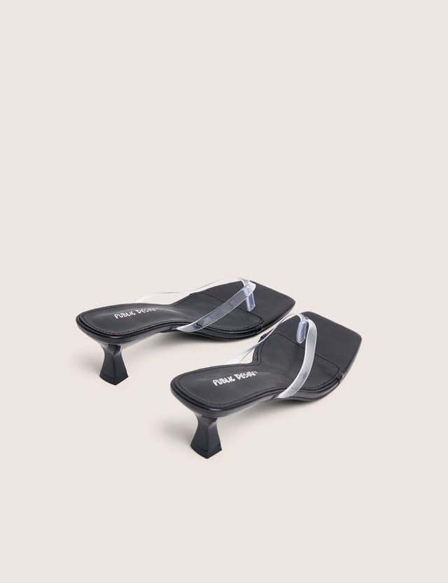 Public Desire Everlast Black Perspex Thong Flip Flop Heels - 3