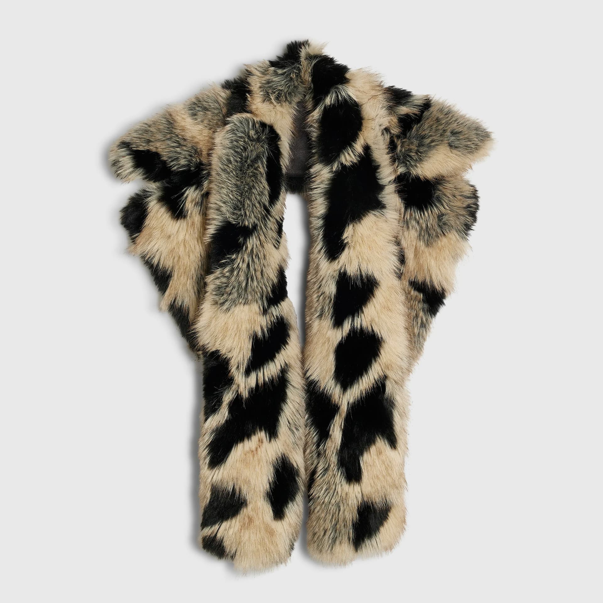 River Island River Island Womens Beige Leopard Faux Fur Long Collar