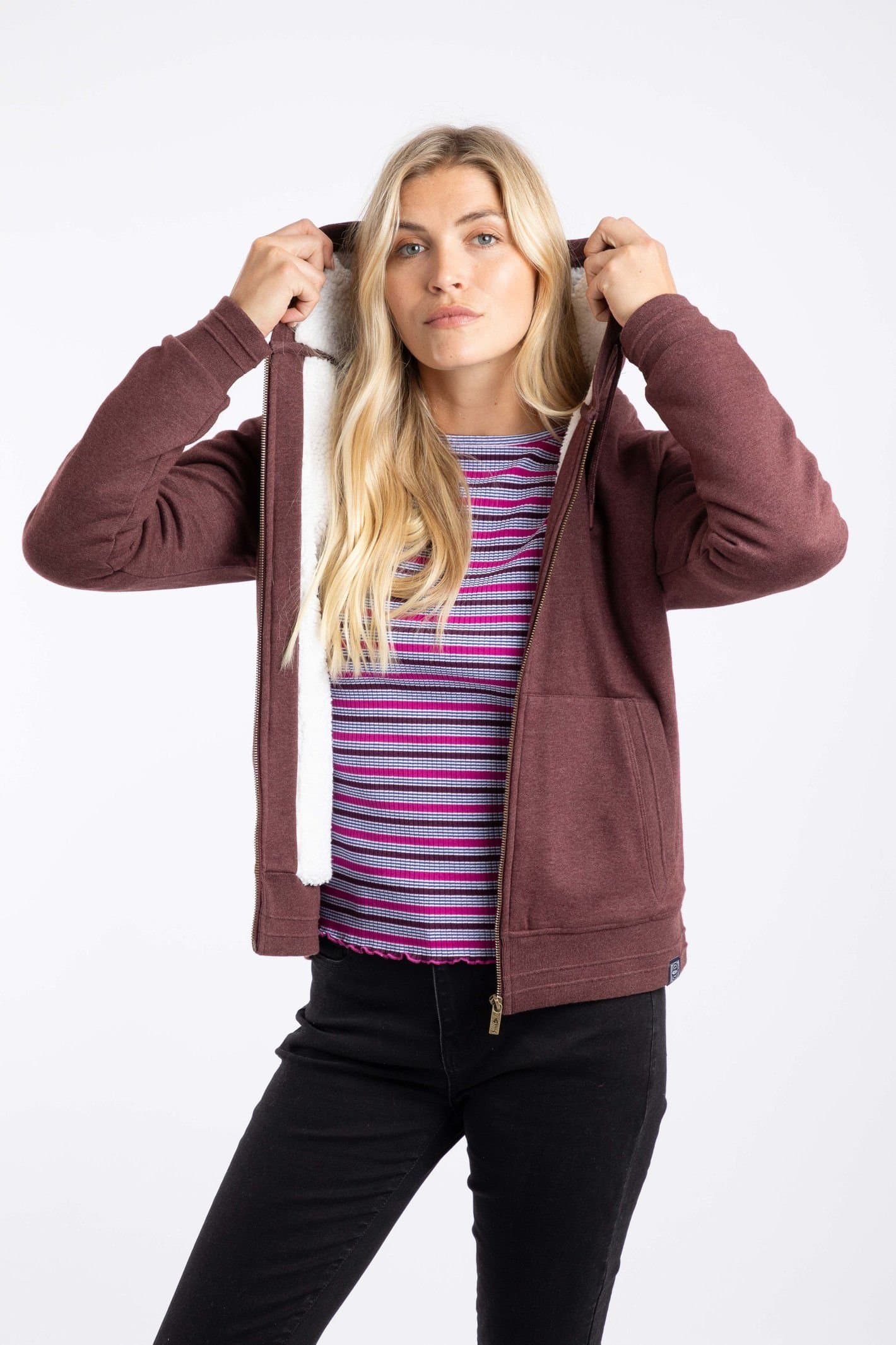 Weird Fish Weird Fish Burgundy Jersey Hoodie for Women