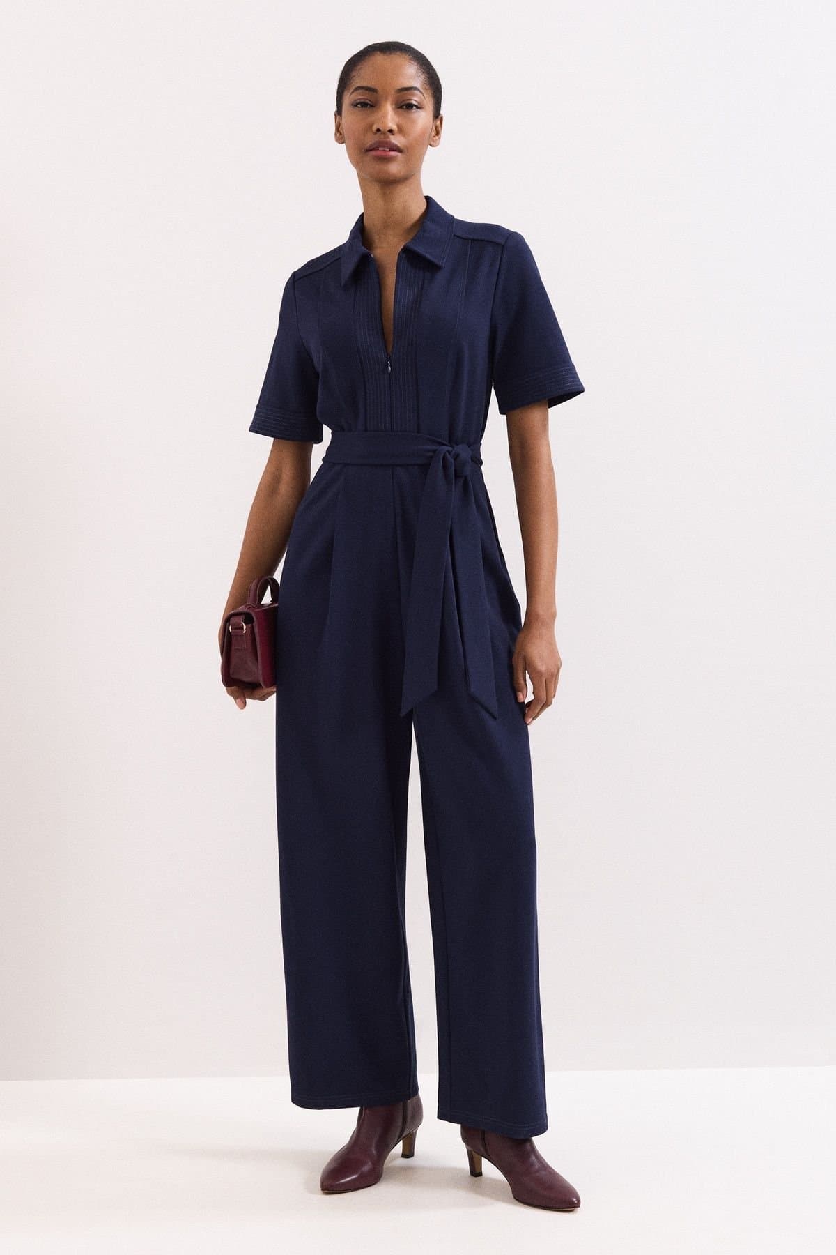 Phase Eight Phase Eight Women's Tabitha Collared Wide-Leg Jumpsuit in Dark Navy