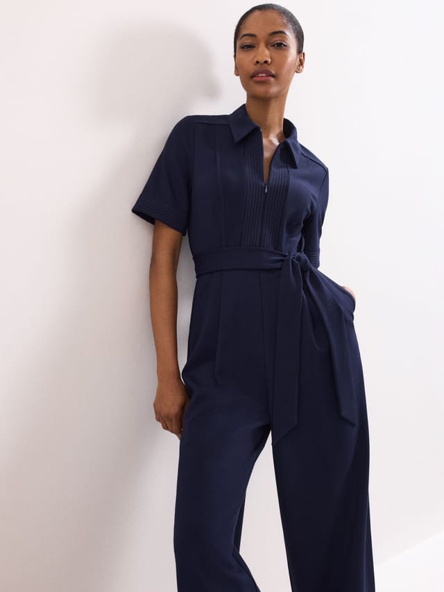 Phase Eight Phase Eight Women's Tabitha Collared Wide-Leg Jumpsuit in Dark Navy - 2
