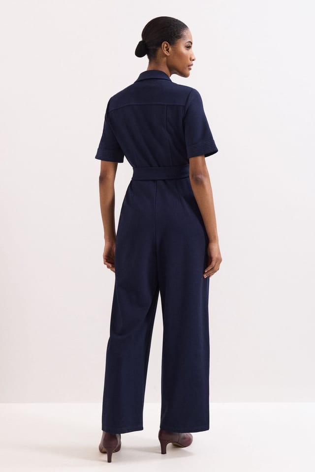 Phase Eight Phase Eight Women's Tabitha Collared Wide-Leg Jumpsuit in Dark Navy - 3