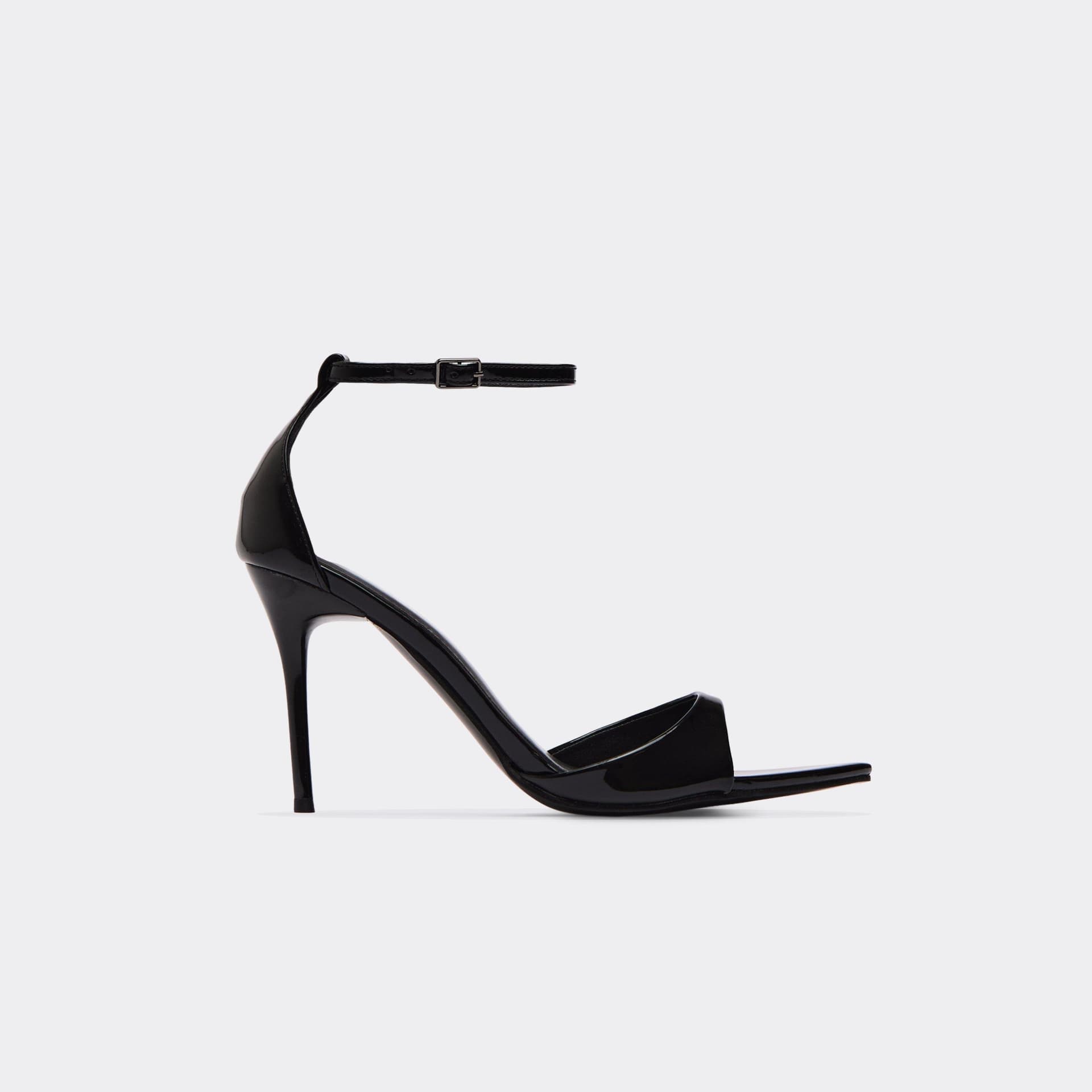 EGO EGO Black Patent Ankle Strap Stiletto Heels