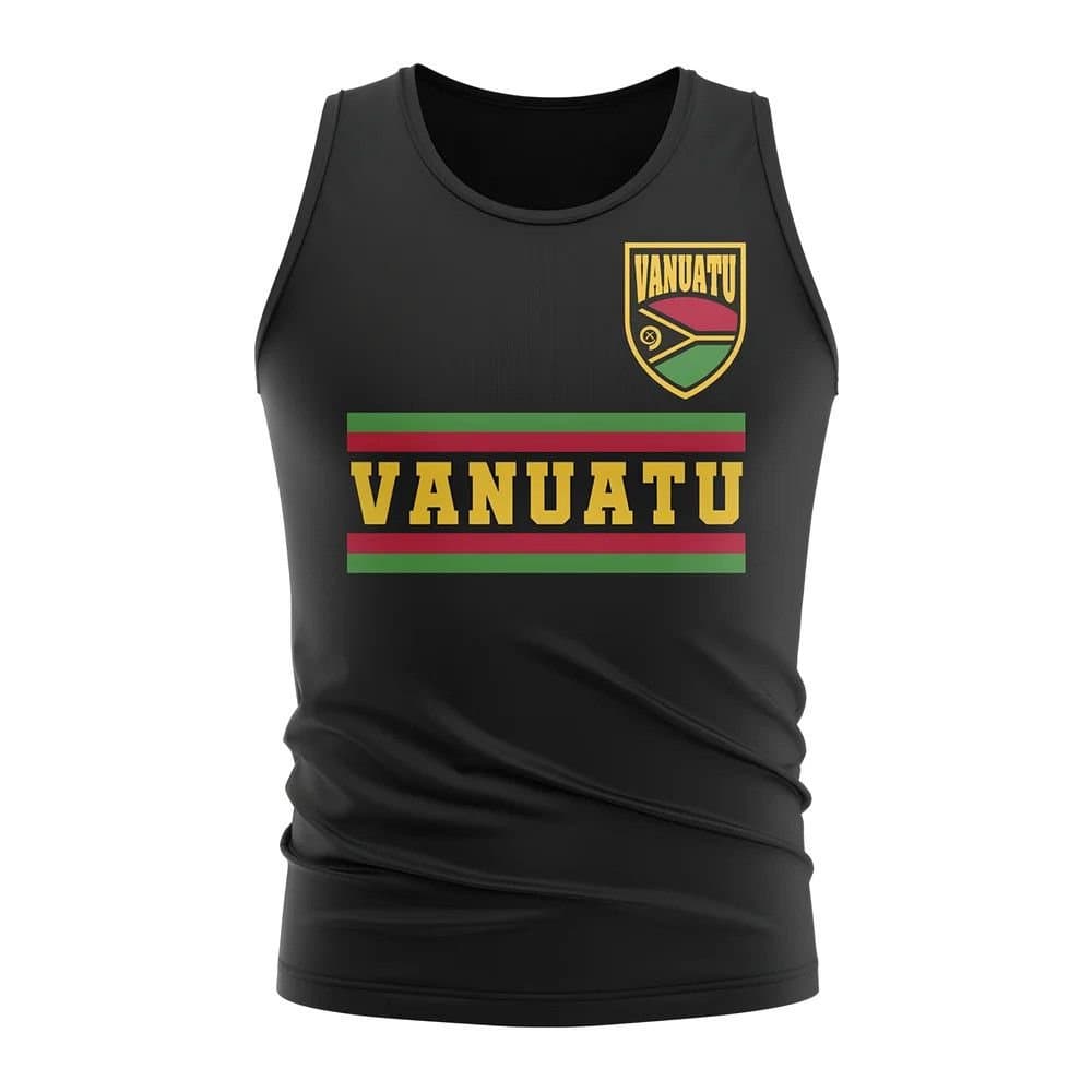 Vanuatu Vanuatu Men's Mens Core Football Country Sleeveless Tee in Black