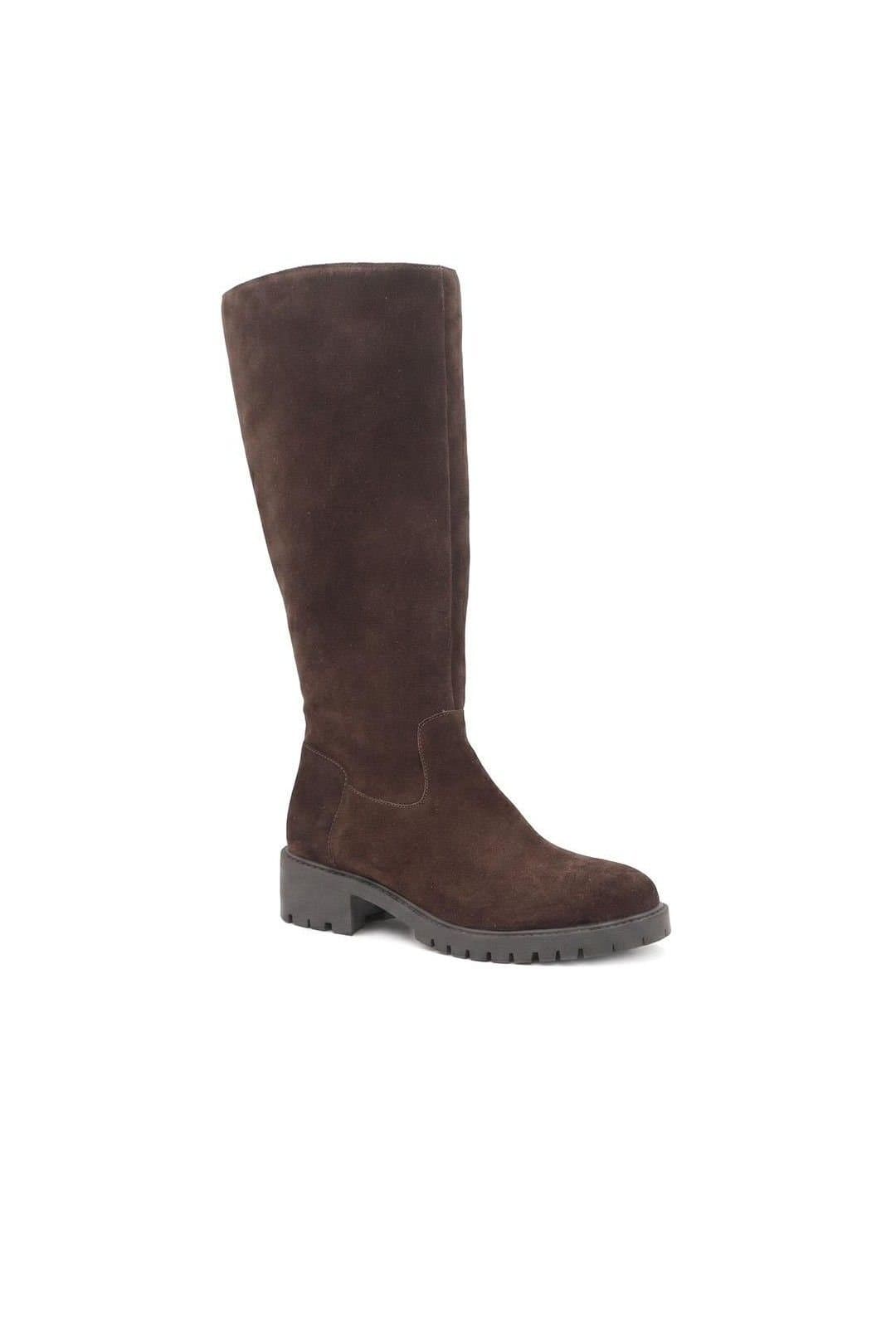 Bellissimo Bellissimo Women's Suede Leather Long Boots in Brown