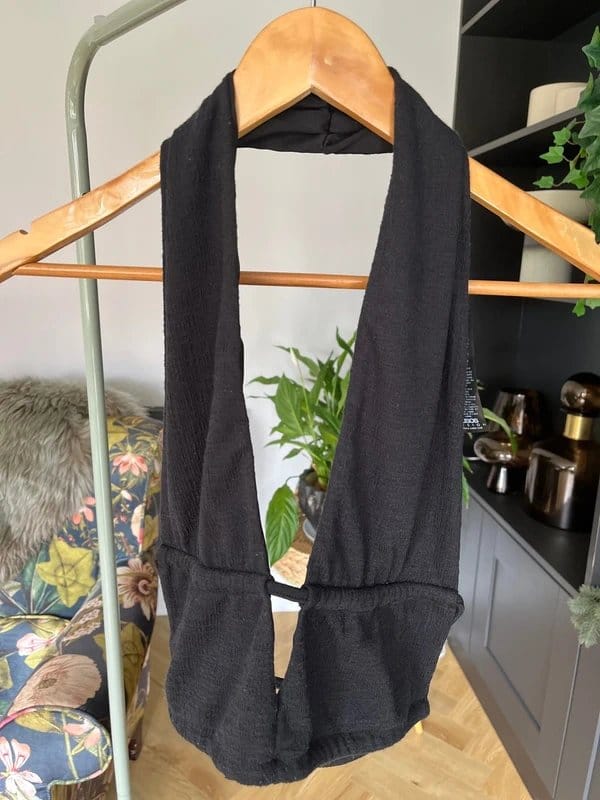 ASOS Black Cotton Halter Neck Top