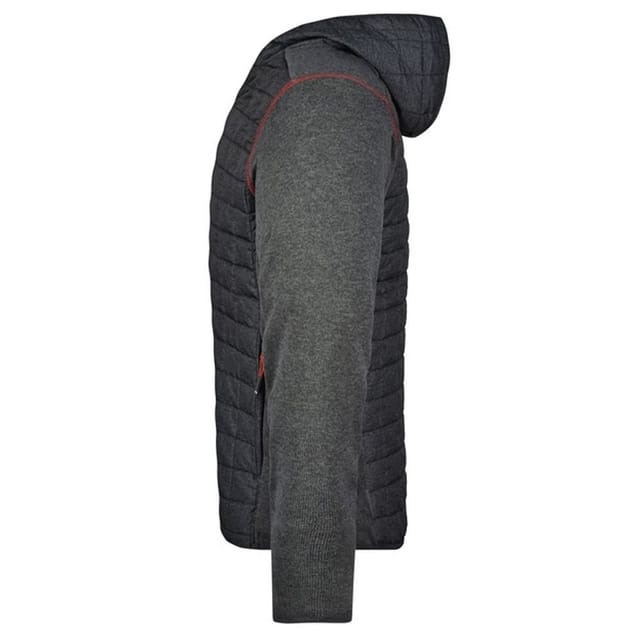 James and Nicholson James and Nicholson Men's Melange Knitted Hybrid Jacket in Grey - 3