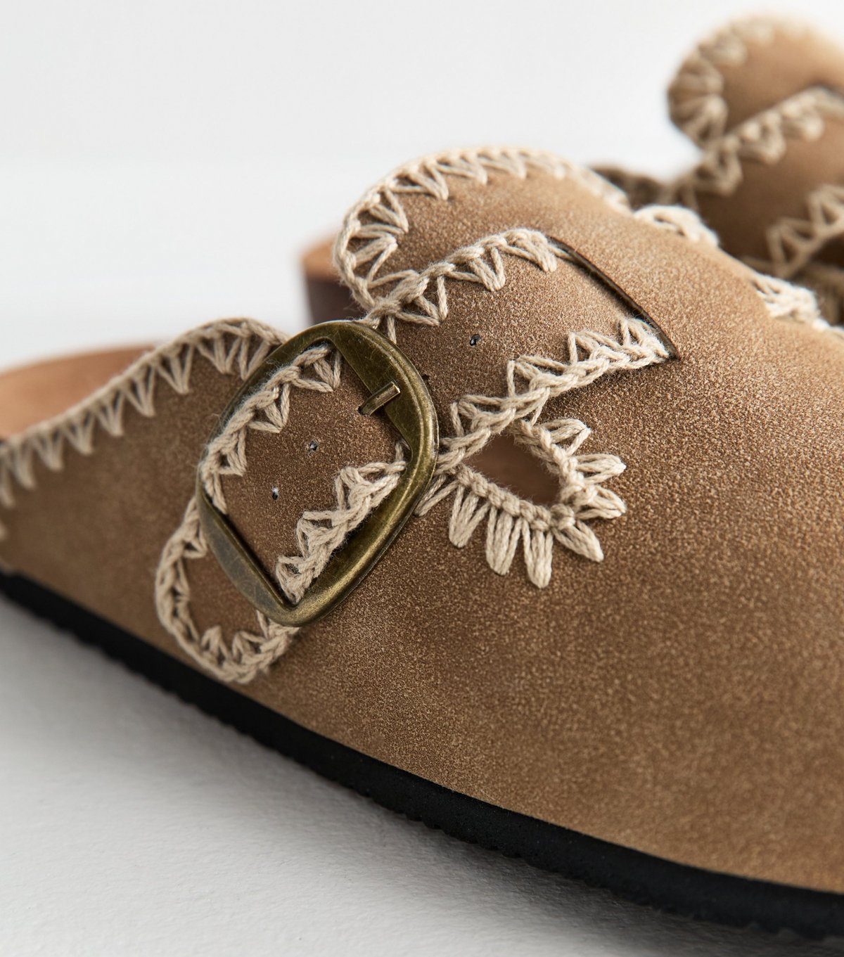 New Look Women's Brown Faux Suede Whipstitched Mules New Look - 3