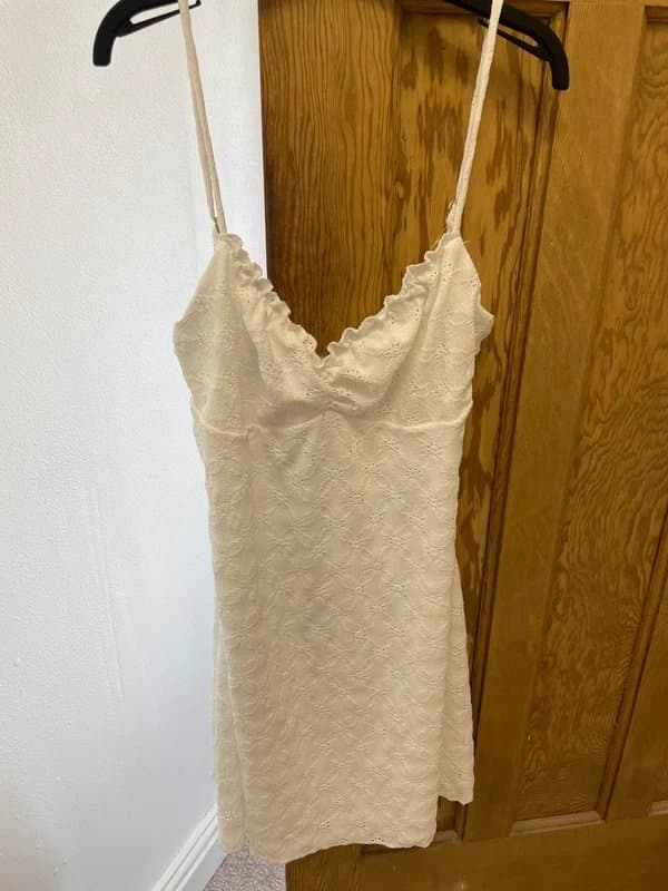 Bershka bershka off-white embroidered mini dress