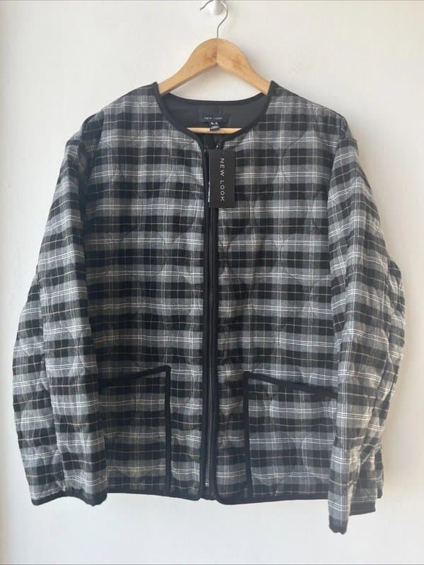 New Look New look - quilted check jacket - size 16 - black