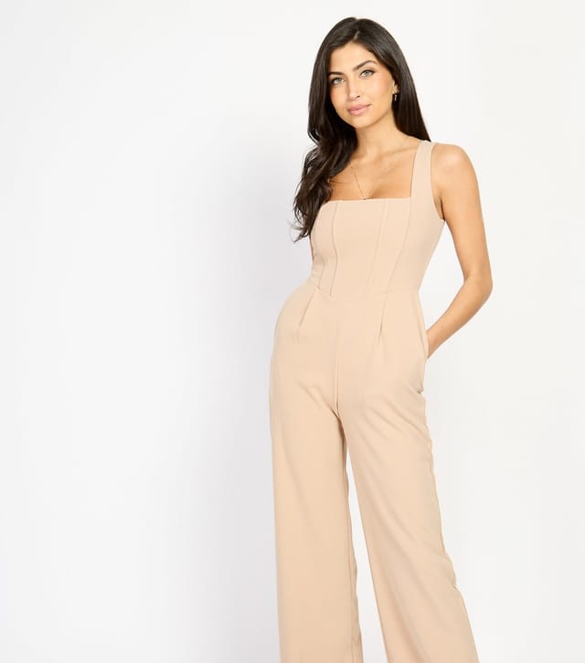 Little Mistress Women's Light Brown Corset Bodice Jumpsuit Little Mistress New Look - 3