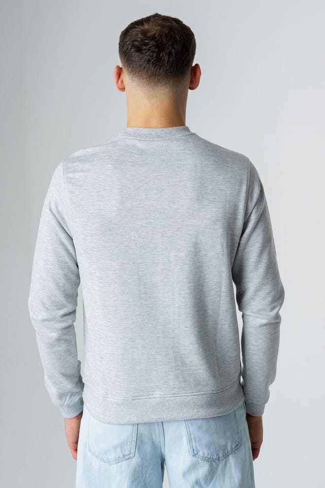 Influence Influence Men's Cotton Blend Crew Neck Acid Wash Seam Sweatshirt in Grey - 2