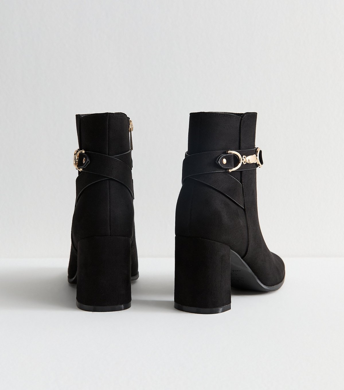 New Look Women's Black Faux Suede Snaffle Detail Ankle Boots Vegan New Look - 4