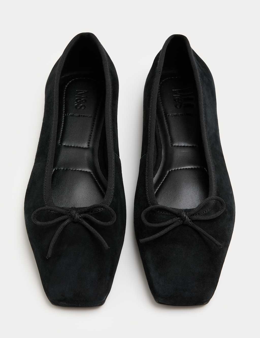 Marks & Spencer M&S Suede Flat Square Toe Ballet Pumps Black - 2